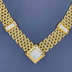 Necklace 18" Gold Panther Link Chain Clear Gold Vtg AVON Estate Jewelry N27